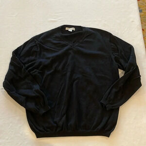 Pronto Uomo men’s Black cotton‎ cashmere v neck sweater XL EUC